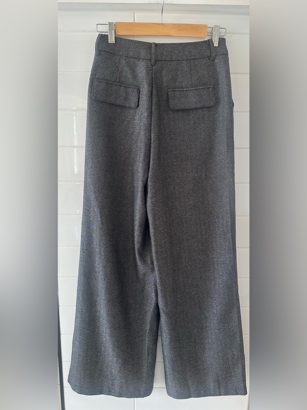 COMMENSE High-Waist Wide-Leg Gold Button-Front Pants - Charcoal Tweed - Picture 7 of 8